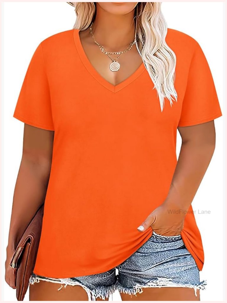 Plus Size V-Neck Short Sleeve Tunic Tops Floral Animal Print Blouses 5x
